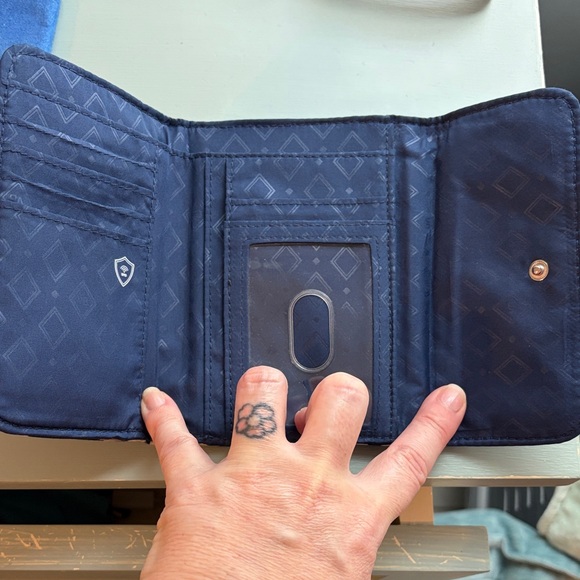 Vera Bradley Navy and white, lavender pattern. Quilted Wallet - Picture 5 of 8